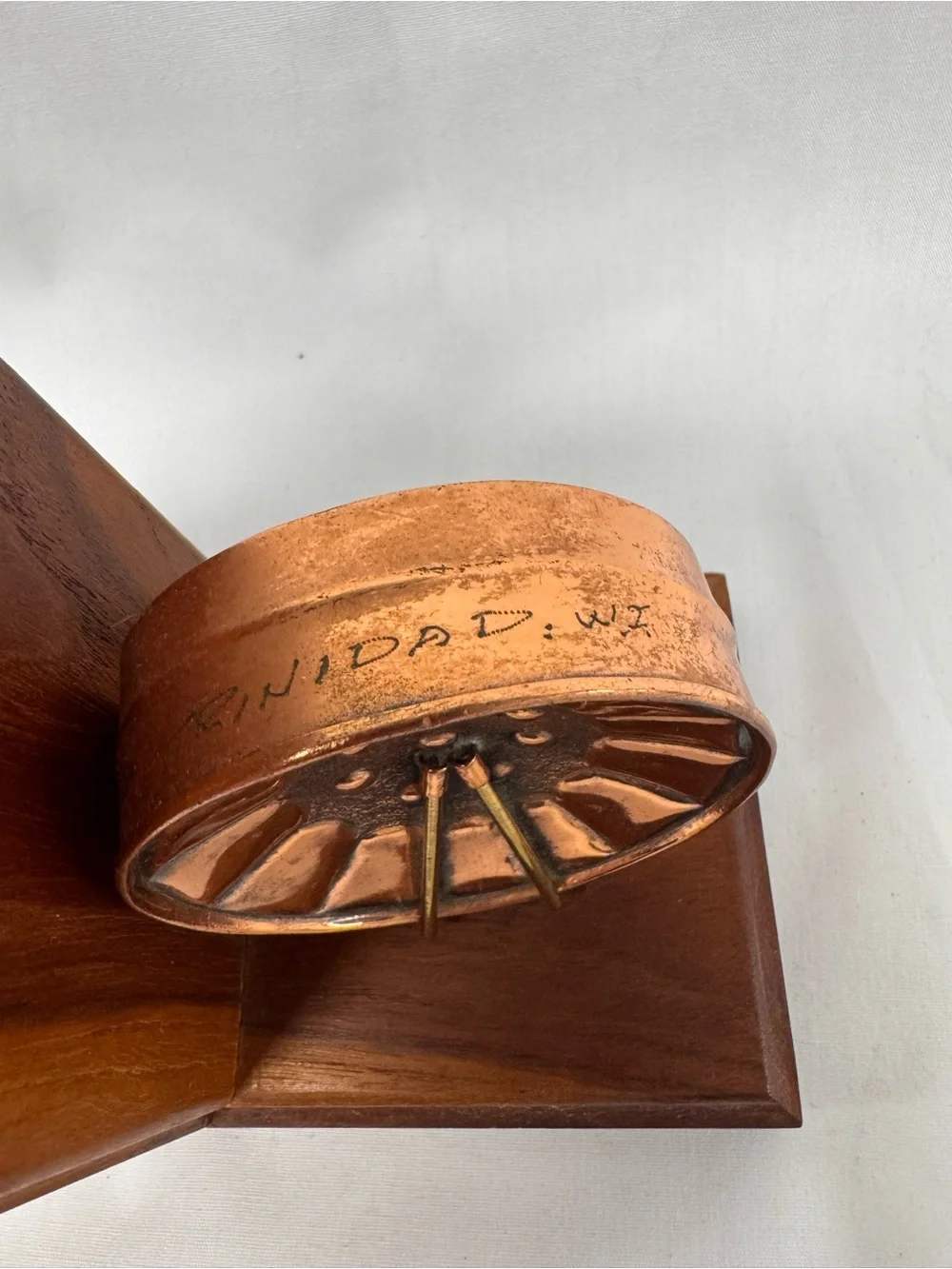 Handcrafted Copper & Wood Bookends - Brown Copper Accent Trinidad